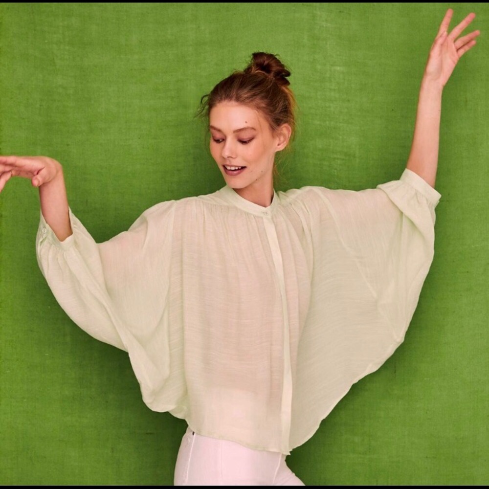 NWT MAEVE Size L Brynna Chartreuse Blouse